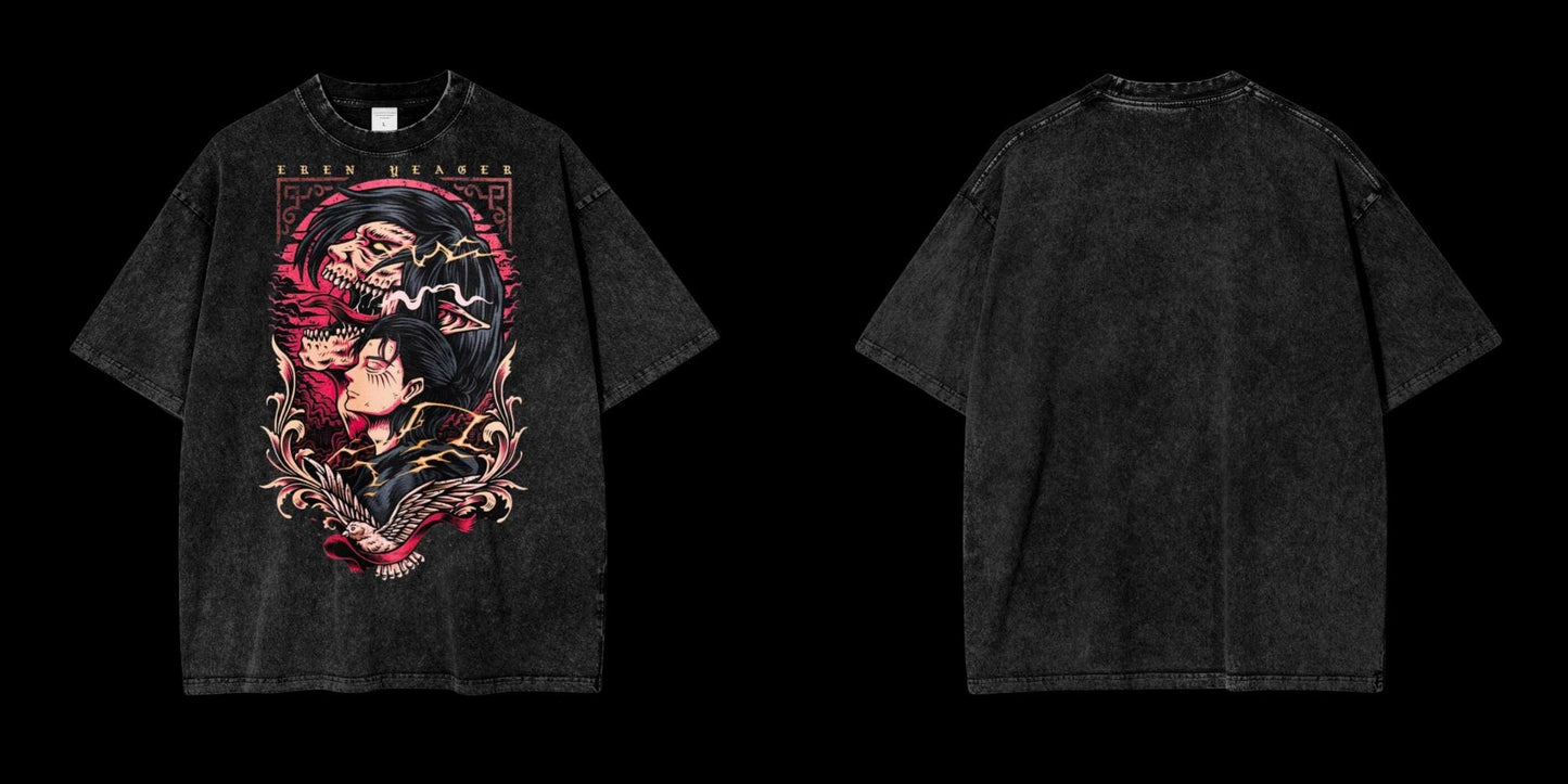 Eren Yeager Vintage Oversized Graphic Lifting T-Shirt
