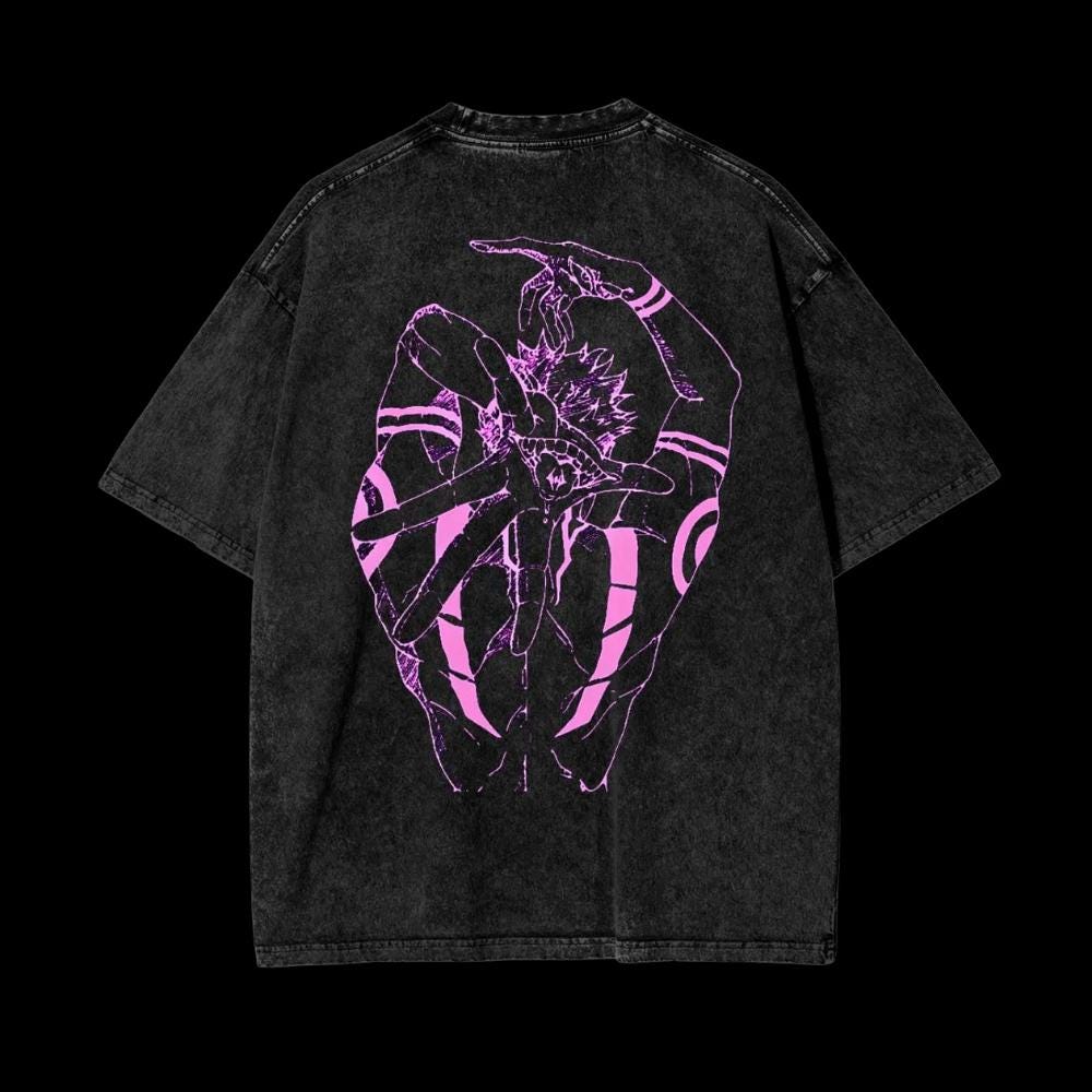 Pink Sukuna Vintage Oversized Graphic Lifting T-Shirt