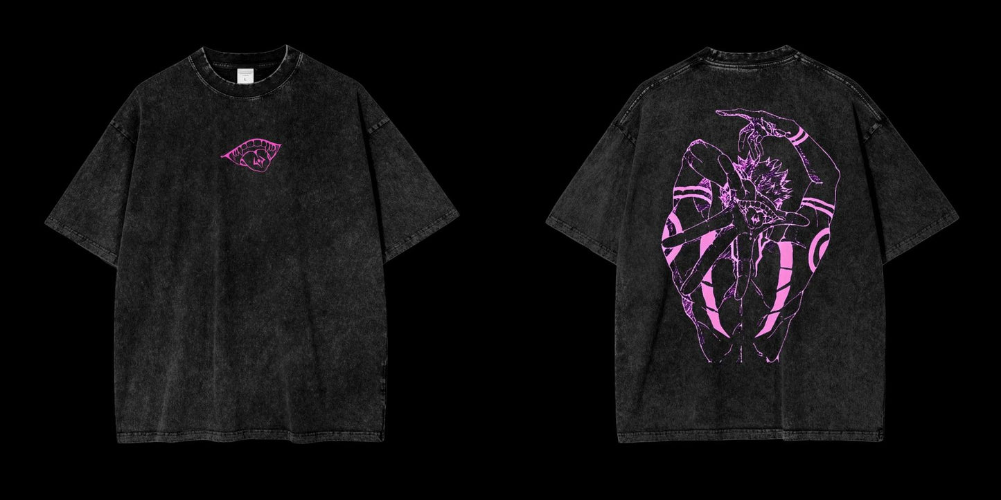 Pink Sukuna Vintage Oversized Graphic Lifting T-Shirt