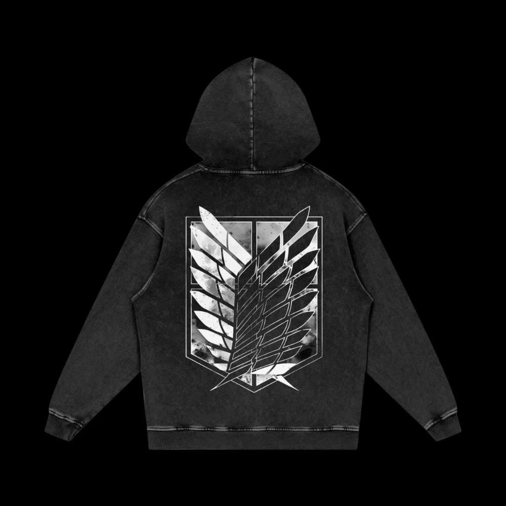 Scout Regiment Vintage Acid-Washed Graphic Hoodie