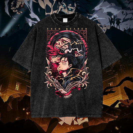 Eren Yeager Vintage Oversized Graphic Lifting T-Shirt