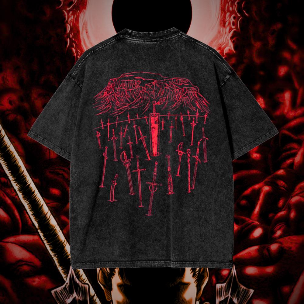 Berserk Thousand Sword Hill Vintage Oversized Graphic Lifting T-Shirt