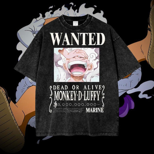 Luffy Gear 5 Wanted Poster Vintage Oversized Lifting T-Shirt