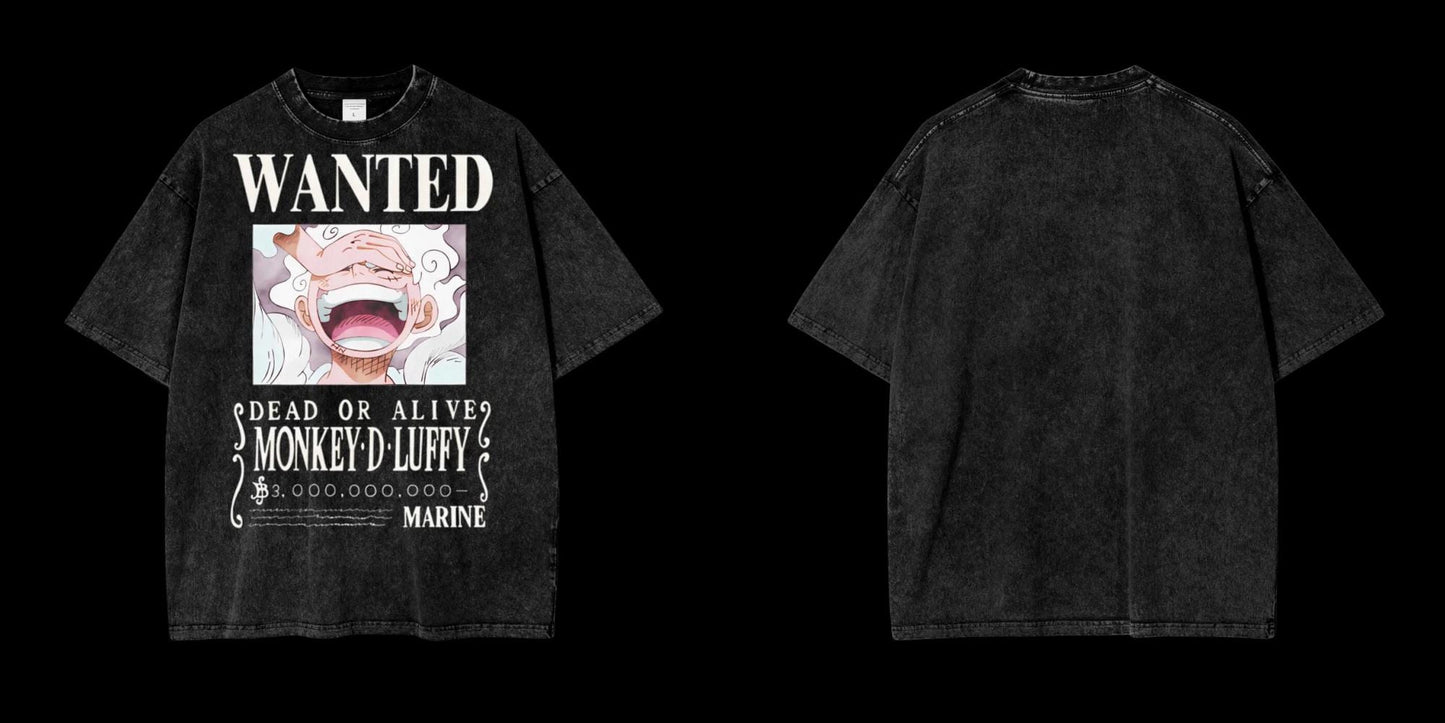 Luffy Gear 5 Wanted Poster Vintage Oversized Lifting T-Shirt